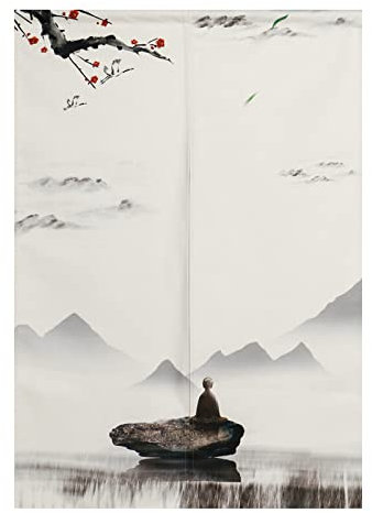 Guest Ruyunlai Rideau de Style Japonais pour Restaurant Pierre Brun foncé 80cm X 120cm