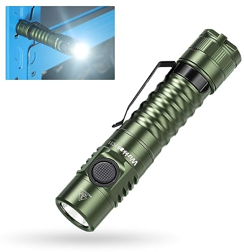 Wurkkos FC11C MINI LED Taschenlampe Aufladbar 3000mAh power,1200Lumen Langstrecken Taschenlampen USBC,Taktische Taschenlampe Mit IP67 Magnet Flashlight für Outdoor Notfall Camping,CRI 90 Grün 4000K