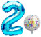 Luftballon 2. Geburtstag • XXL Riesen Folienballon SET • 101cm + 45 cm Ballon + 5M Deko Band • Folienballon 2 • Helium geeignet • Wiederverwendbar • Geburtstagsdeko Jungen Mädchen Ballon Zahl Ballon 2