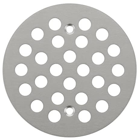 Rejilla de repuesto para desagüe de ducha redonda de 4-1/4 pulgadas con tornillos (níquel cepillado)