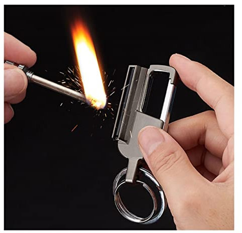 ZINGINGEN Wiederverwendbares permanentes Streichholz, Outdoor-Feuerzeuge for Camping-Flint-Feuerstarter (Color : Silver)