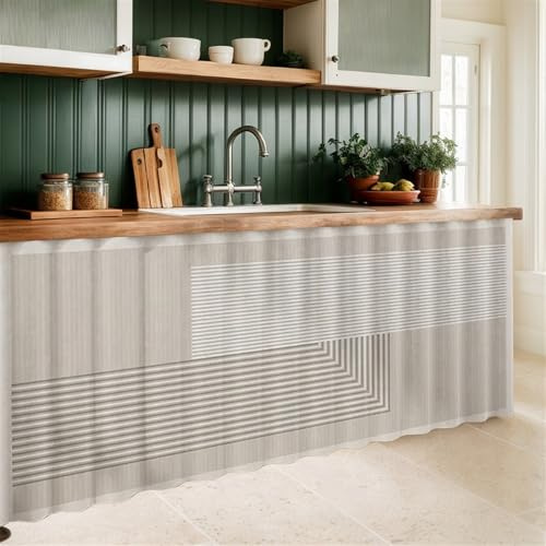 LIVEINU Selbstklebend Schrankvorhänge für Küche, Beigeweiß, 120x100cm | Kleiderschrank, Badezimmer, Privatsphäre Gardine, Staubdichter Vorhang für Regale, hängende Tür, Japanische Noren