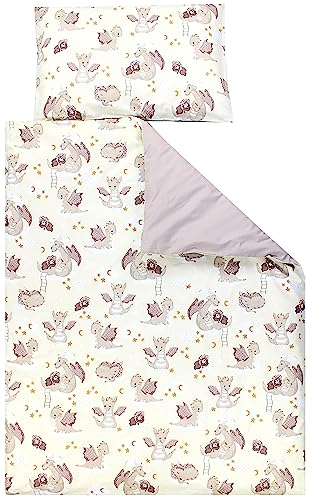 TupTam Kinder Bettwäsche Set Babybettwäsche Bettbezug 100 x 135 120 x 90 Kissenbezug 40 x 60 Jungen Mädchen 2-TLG, Farbe: Dino Bärchen Braun Gelb, Größe: 135x100 cm