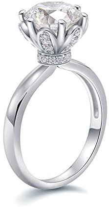 Bishilin Trauringe Weissgold 750 Damen, Hochzeit Ringe Blüten mit 8MM Moissanit 2ct Eheringe Nickelfrei Verlobungsringe für Frauen Größe 51