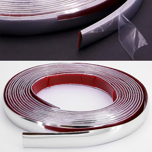 RECAMBO Moulure chromée polyvalente, flexible et autocollante, 18 mm x 5 m
