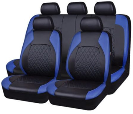EsprAL 5-Sitzer Kompletter Satz Auto Leder sitzbezüge Sets, Für Audi A1 A2 A3 A4 A6 A7 A8 A5 wasserdicht rutschfest VerschleißFest Protektoren Zubehör,C/Black Blue