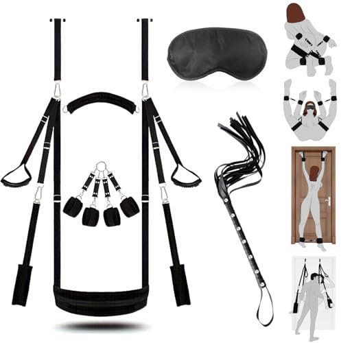 2024-Neu Liebesschaukel Sexschaukel Tür Schaukel,Vielseitig Bondageset Fessel Set,Handschellen Sex Bett,Liebesschaukeln Sex Möbel + Peitsche + SM Augenmaske,BDSMs Spielzeug Hart,Fesseln Sex Set