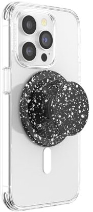 PopSockets Phone Grip for MagSafe with Kickstand, Magnetic Stand, Swappable Top, Secure Hold for iPhone MagSafe Cases, Phone & Tablet Grip - Black Speckle