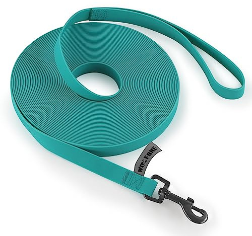 Wolfone 12m Viridiangrün Schleppleine für Hunde | Wasserdicht, Strapazierfähig, Pflegeleicht, Für Rückruf, Schwimmen, Camping, Strand, Jagd