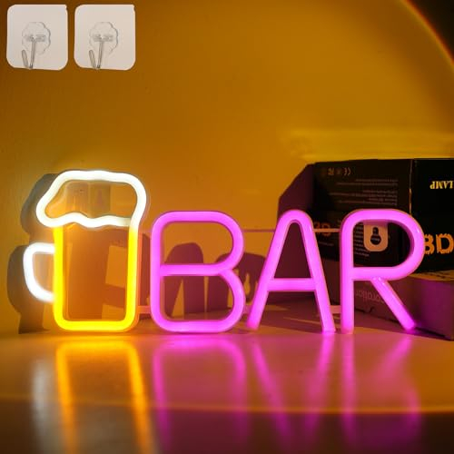 DWOOKE Beer Neonschilder Bar Neon Schilder Batterie/USB angetriebene Neon -Bierschild für Wanddekoration Leuchten Sie Neon -Wandleuchte für Schlafzimmer,Bistro,Club,Party,Pub, Manngeschenke (Pink)