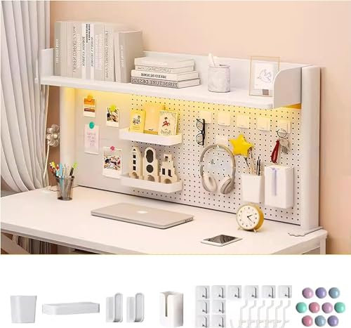 WENNEWU Clamp-On Desktop Organizer, Clip On Shelving Unit, Clamp-On Above Desktop Storage Shelf, With Adjustable Storage Tray, Clamp On Desk Organizer Shelf,63cm H,60cm L