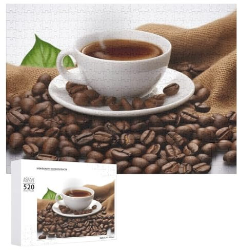Coffee Bean Jigsaw Puzzle for Adults 520 Piece Unique Wooden Puzzle Gift Challenging Puzzle for Family Game Nights 15 X 20 Inches