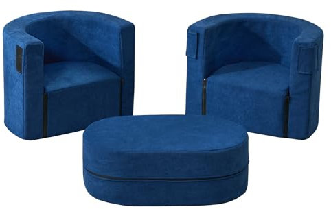 ANONER Kindersessel 3 in 1 Spielsofa Armlehne+Tisch, Kinder Sofa Couch mit hoher Dichte, Kindersessel Mini Sofa fürs Mädchen & Jungen, Kinderstuhl mit Armlehen Dunkleblau