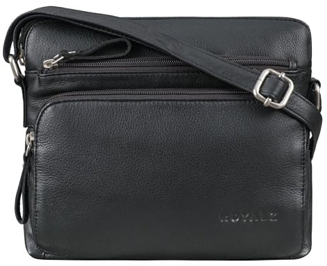 ROYALZ Vintage Leder Handtasche Damen Echtleder 'North Carolina' stilvolle Ledertasche zum Umhängen Schultertasche mit Platz für Smartphone 9.7 Zoll iPad und mehr, Farbe:Schwarz