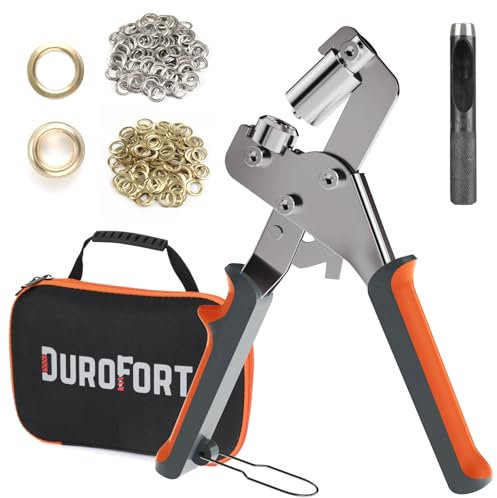 DuroFort 10mm Eyelet Punch Kit with 500pcs Eyelets (Diameter 10 mm) & Eyelet Pliers, Grommet Kit Banner Eyelet Maker Machine for Fabrics, Tarpaulin Eyelet Kit, Sun Sails