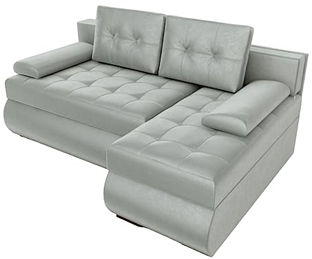 BROMARKT Ecksofa KASTELL 2 L-Form Schlafsofa Wohnlandschaft Links/Rechts Couch, Bettkasten,Schlaffunktion,viele Farbvarianten (Rechts, Monolith 84 – Helllgrau, h80 x t141 x b200 cm)