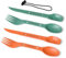 Loyzcy Wiederverwendbares 4-in-2-Kombi-Campingutensilien-Set, 2 Sets Löffel-Gabel-Messer-Reiseutensilien, tragbares Kunststoff-Besteck, Rucksackreisen, Ausrüstung für Mittagessen, Wandern, Überleben