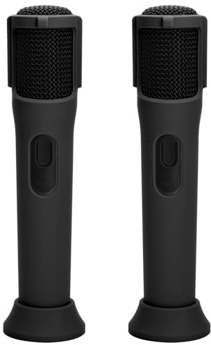 TXEsign Silicone Case for JBL Wireless Microphone -2 Pack, Anti-Rolling Protective Case with Base Rod Mic Sleeves Microphone Stand for Disco Stage Party TV Show (Black)