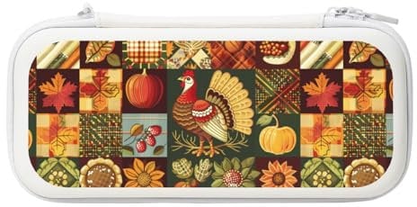 Mexpekil Switch Case Thanksgiving Turkey Cube Element Switch Case Compatible with Switch OLED, 10 Game Cards Storage, Portable Hard Shell Travel Case