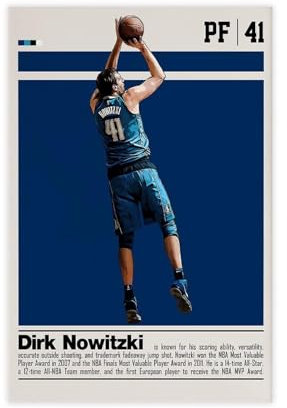 ocvdfss Dirk Nowitzki Leinwand-Poster, Wandkunst, Dekordruck, Bild Gemälde für Wohnzimmer, Schlafzimmer, Dekoration, 30 x 45 cm
