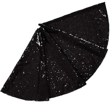 Morbuy Pailletten Weihnachtsbaumdecke, Weihnachtsbaum Rock Rund, Weihnachtsbaum Weihnachtsdeko, Champagner Gold Rund Christbaumdecke für Neujahr Party Weihnachten Deko (120cm,Schwarz)