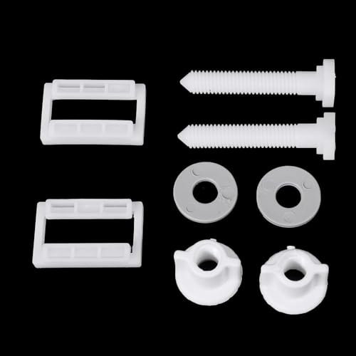 2 Pieces Toilet Seat Screws Replacement, Plastic Toilet Seat Bolts Toilet Seat Hinge Bolts and Nuts with 28mm Washers Replacement Parts Kit for Fixing the Top Toilet Seat