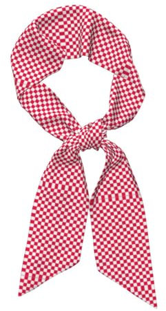 DEXNEL Écharpe en soie à carreaux rouges et blancs pour femme, Noir , Taille unique
