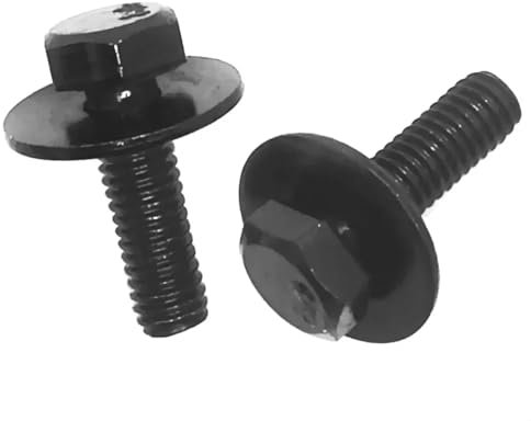 BBWUQIU Motorcycle Nut and Bolt Kit 10pcs General Parts Car Bumper Fender Guards Mudguard 6mm Screws Bolts With Spacer M6 External Hexagon Motorcycle Battery Terminal Screws(Black)