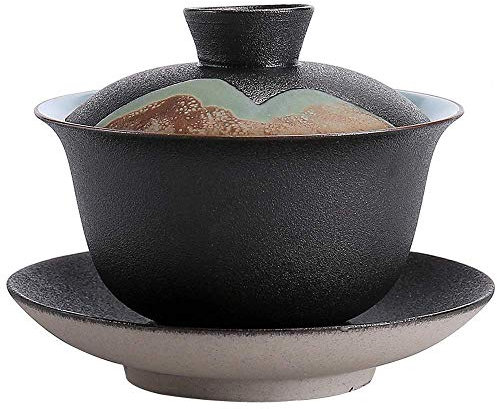 tazze da tè cinesi, Zuppiera for la cerimonia del tè in ceramica Gaiwan Kung Fu con motivo di montagna cinese da 180 ml