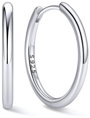 ChicSilver Creolen Gold Klein Ohrringe Silber 925 Rund Hoop Earrings Damen | 8/10/12/14/16/18/20mm Silber/Gold/Rosegold/Schwarz Huggie Kreolen Helix Piercings Hypoallergen Ohrschmuck für Frauen Herren