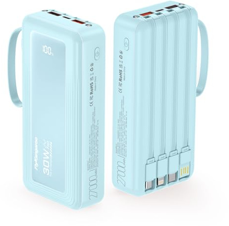 27000mAh Power Bank, 30W Fast Charging Portable Charger(SkyBlue)