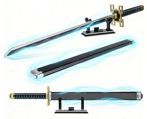 QGGQ Schwert Katana Bausteine Modell Bausatz, 100 cm Langes Schwerter Bausätze für Erwachsene.Tokitou-Muichirou Schwert mit Scheide und Ständer, Anime-Schwertbausatz, 771 Teile