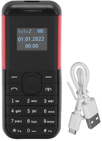Ouitble Mini Téléphone Portable 2G GSM Bluetooth Senior avec écran de 0,66 Pouces, Téléphone Portable Double SIM, Lecteur de Musique Bluetooth, Fonction de Changement de Voix pour (Noir Rouge)