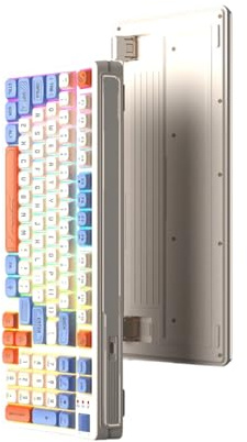 Xjdzineq Gaming Keyboards with Tactiles Feedbacks Volumes Scrolls Wheel Dynamic RGBs Lighting 97Key Space Saving Cord Design RGBs Backlits Keyboards