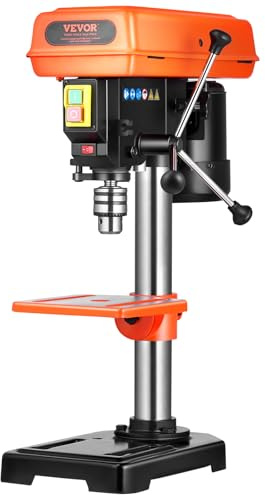 VEVOR Taladro de Banco de 203,2 mm, Motor de Inducción de 750 W, Velocidad Ajustable de 500/890/1400/1900/2500 RPM, Mesa de Trabajo Inclinable de 0 a 45°, Luz de Trabajo LED para Madera y Metal