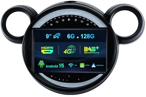 MISONDA Autoradio 6G+128G Android 15 Per BMW Mini Cooper Countryman R60 2010-2016 4G DAB+ HDMI CarPlay Android Auto 9 pollici IPS DSP Mirror Link BT WiFi GPS FM/RDS SWC Telecamera posteriore+ MIC