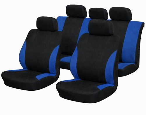 Rumplex Sitzbezüge Schonbezug Sitzauflage Sitzschoner Für Skoda Citigo Fabia Kamiq Karoq Kodiaq Octavia Rapid Roomster Superb Yeti Für Citroën Berlingo C1 C2 C3 C4 C5 C6 C8 Ds3 Nemo Saxo Xsara (Blau)