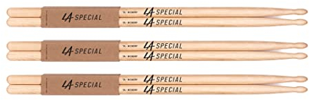 Baquetas ProMark LA Specials 7A Hickory, punta de madera ovalada, 3 pares