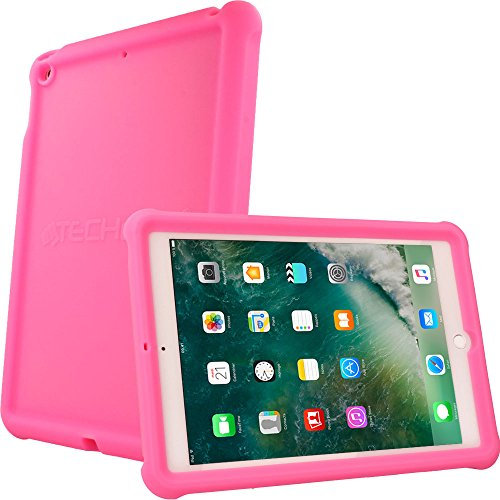TECHGEAR Coque Bumper pour iPad 9.7 (2018/2017) Etui de Protection Caoutchouc Silicone Résistante aux Chocs avec Bords et Coins Renforcés + Film de Protection (iPad 9,7 6è / 5è Génération)