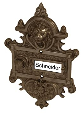 Klingel Messing Unterputz - Türklingel aus Messing, dunkel patiniert, Klingeltaster - handgefertigt nach antiken Vorlagen