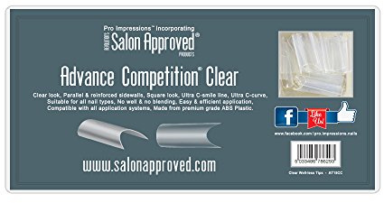 Advance Clear Competition smile Nail Tips Proimpressions (500 TIPS)