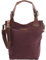 LECONI Henkeltasche Echtleder Vintage-Look Damentasche Handtasche für Damen aus Canvas + Leder Shopper mit Trageriemen Beuteltasche für die Arbeit, Büro oder Alltag 34x35x10cm bordeaux LE0054-C