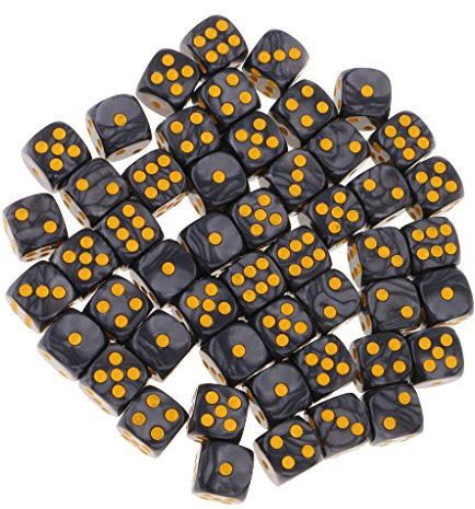 50PCS D6 Runde Würfel Dungeon and Brettspiel DND MTG RPG Spiel - Schwarz