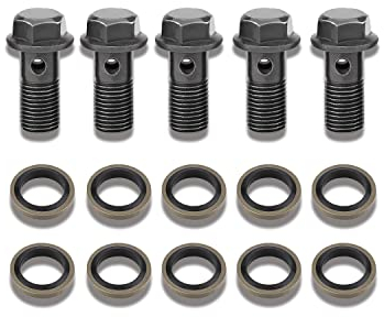5 pezzi moto freno banjo bulloni M10 x 1.25 mm, banjo bulloni e raccordi in acciaio INOX, banjo Bolt sigillante, kit per pinza freno cilindro maestro