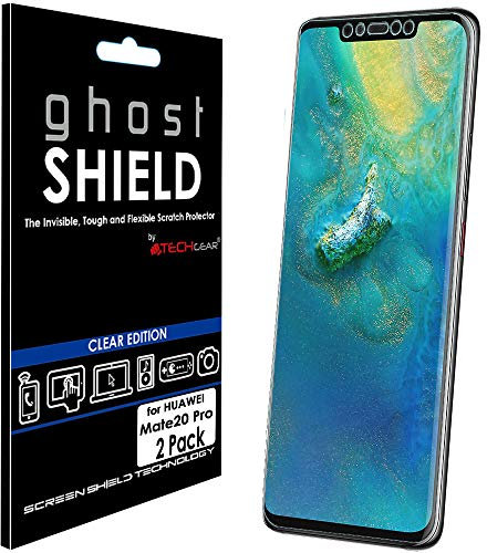 TECHGEAR [2 Pack] Screen Protectors fit Huawei Mate 20 Pro [ghostSHIELD Edition] Genuine Reinforced Flexible TPU Screen Protector Guard Covers with Full Screen Coverage inc Curved Screen