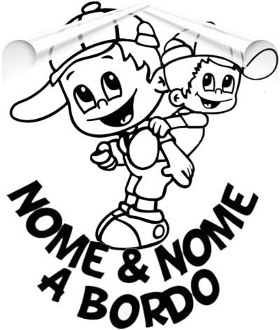 Adesivo Bambini a Bordo Auto Personalizzato con Nomi - Fratelli e Sorelle - Sticker Bimbo Bimba per Vetro o Carrozzeria. By Stickeredo®