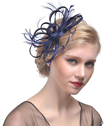 Ulalaza Fascinators Femmes Chapeau Pince à Cheveux Plume Mariage Cocktail de Mariage Chapeau Derby église Banquet pour Les Filles