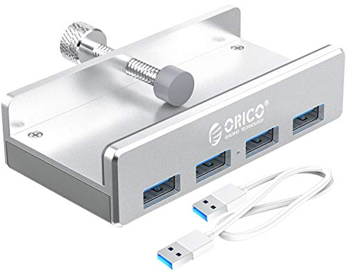 Orico Desk Hub USB 3.1 Gen1 5Gbps Ancho de Banda 4 Puertos USB con Cable de Datos USB-A Carga de 5V Plug and Play Carcasa de Aluminio con Tornillo de Montaje Múltiple