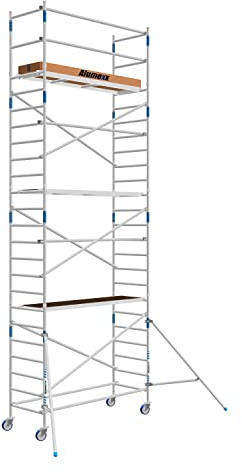 Alumexx AS-3.1 Basic Rollgerüst - Baugerüst - Alugerüst - Gerüst - Abmessungen: 100 cm x 200 cm, Arbeitshöhe 8,3 Meter, Hohe Qualität: N-EN 1004 TÜV-Zertifikat
