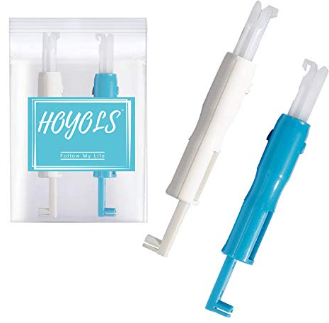 HOYOLS 2pcs Machine Needle Inserter & Threader, Sewing Machine Automatic for Household Threading Craft Tool (Blue & White)